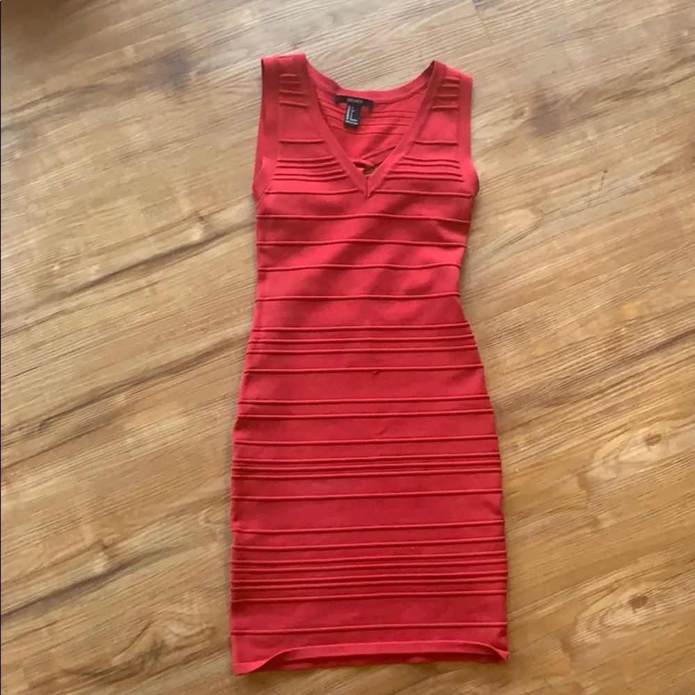 Red bodycon cutout back dress